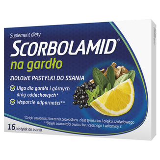 Scorbolamid na Gardło, ziołowe pastylki do ssania, 16 sztuk - zdjęcie produktu