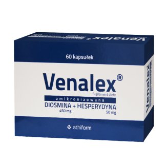 Venalex, zmikronizowana diosmina + hesperydyna, 60 kapsułek - zdjęcie produktu
