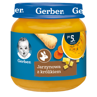 Gerber Zupka, jarzynowa z królikiem, po 5 miesiącu, 125 g USZKODZONE OPAKOWANIE - zdjęcie produktu