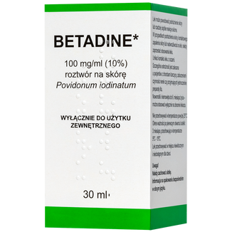 Betadine 100 mg/ ml (10%), roztwór na skórę, 30 ml (import równolegly) - zdjęcie produktu