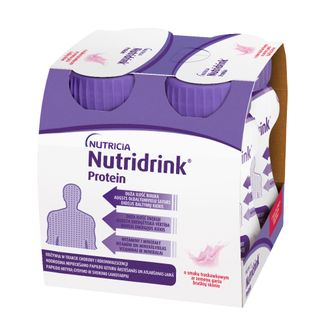 Nutridrink Protein, preparat odżywczy, smak truskawkowy, 4 x 125 ml USZKODZONE OPAKOWANIE - zdjęcie produktu