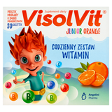 VisolVit Junior Orange, proszek musujący, smak pomarańczowy, 30 saszetek USZKODZONE OPAKOWANIE - miniaturka zdjęcia produktu