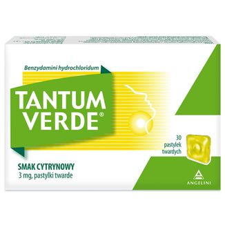 Tantum Verde 3 mg, smak cytrynowy, 30 pastylek twardych - zdjęcie produktu