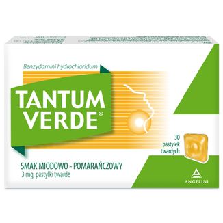 Tantum Verde 3 mg, smak miodowo-pomarańczowy, 30 pastylek twardych - zdjęcie produktu