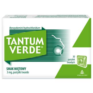 Tantum Verde 3 mg, smak miętowy, 30 pastylek twardych - zdjęcie produktu