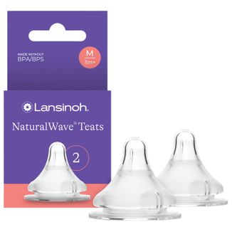 Lansinoh NaturalWave, smoczek do butelki, silikonowy, M średni przepływ, od 3 miesiąca, 2 sztuki - zdjęcie produktu