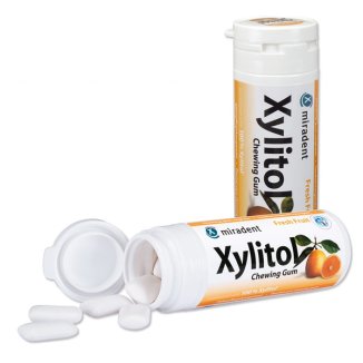 Miradent Xylitol, guma do żucia z ksylitolem, smak owoce cytrusowe, 30 sztuk - zdjęcie produktu