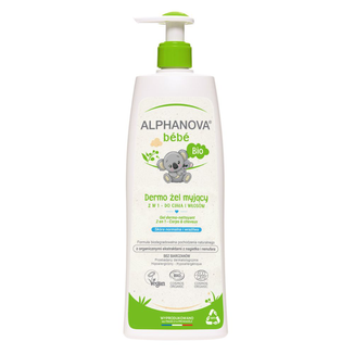 Alphanova Bebe, dermo-żel do mycia ciała i włosów, naturalny, z pompką, 500 ml - zdjęcie produktu