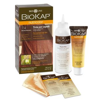 Biokap Nutricolor, farba koloryzująca do włosów, 7.4 kasztanowy blond, 140 ml USZKODZONE OPAKOWANIE Biokap Nutricolor, farba koloryzująca do włosów, 7.4 kasztanowy blond, 140 ml USZKODZONE OPAKOWANIE - zdjęcie produktu