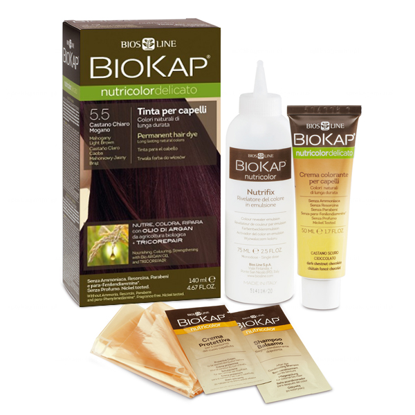 Biokap Biokap Nutricolor Delicato, farba koloryzująca do włosów, 5.05 orzechowy kasztan, 140 ml