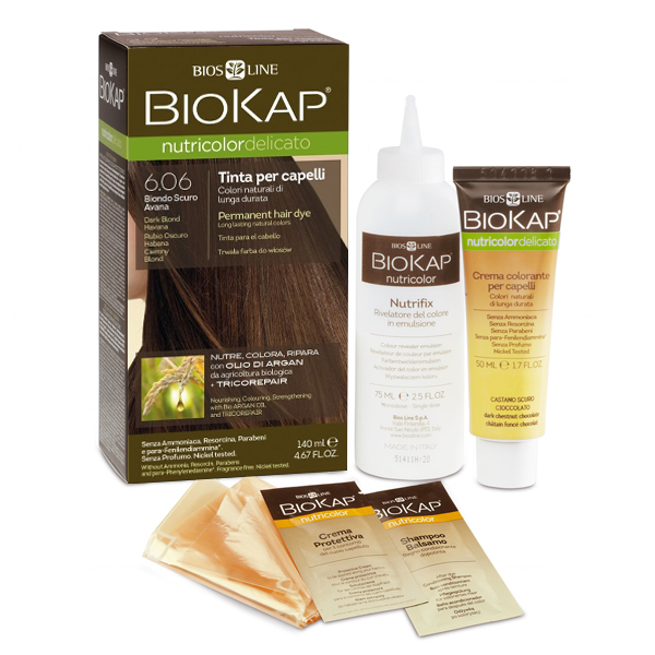 Biokap Biokap Nutricolor Delicato, farba koloryzująca do włosów, 6.06 ciemny blond, 140 ml
