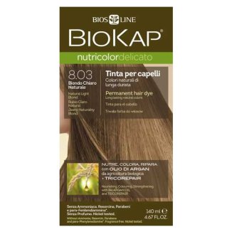 Biokap Nutricolor Delicato, farba koloryzująca do włosów, 8.03 jasny naturalny blond, 140 ml - zdjęcie produktu