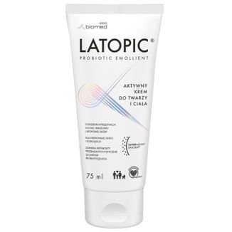 Latopic Probiotic Emollient, aktywny krem do twarzy i ciała, od 1 dnia życia, 75 ml - zdjęcie produktu