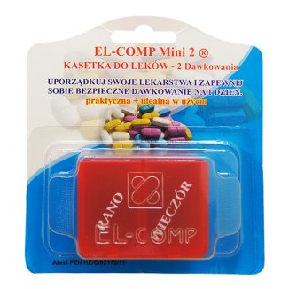 El-Comp Mini 2, kasetka do leków dzienna, 2-komorowa - zdjęcie produktu