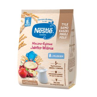 Nestle Kaszka mleczno-ryżowa, jabłko-wiśnia, bezglutenowa, po 8 miesiącu, 230 g - zdjęcie produktu