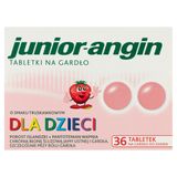 Junior-angin, dla dzieci od 4 lat, smak truskawkowy, 36 tabletek do ssania USZKODZONE OPAKOWANIE - miniaturka zdjęcia produktu
