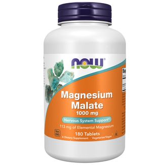 Now Foods Magnesium Malate 1000 mg, jabłczan magnezu, 180 tabletek - zdjęcie produktu