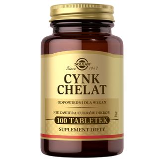 Solgar Cynk Chelat, 100 tabletek - zdjęcie produktu