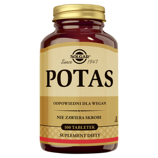 Solgar Potas, 100 tabletek KRÓTKA DATA - zdjęcie produktu