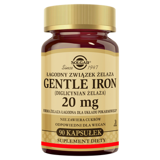 Solgar Gentle Iron, 90 kapsułek Solgar Gentle Iron, 90 kapsułek - zdjęcie produktu