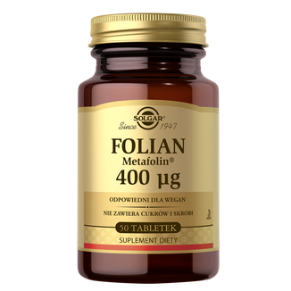 Solgar Folian Metafolin 400 µg, 50 tabletek - zdjęcie produktu