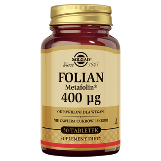 Solgar Folian Metafolin 400 µg, 50 tabletek - zdjęcie produktu