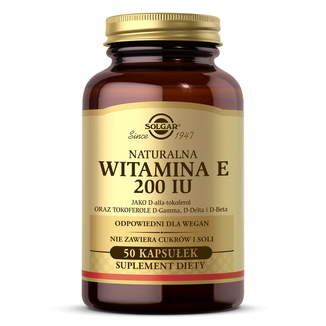 Solgar Naturalna Witamina E 200 IU, 50 kapsułek - zdjęcie produktu