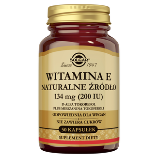 Solgar Naturalna Witamina E 200 IU, 50 kapsułek - zdjęcie produktu