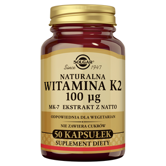 Solgar Naturalna Witamina K2 100 µg, 50 kapsułek - zdjęcie produktu