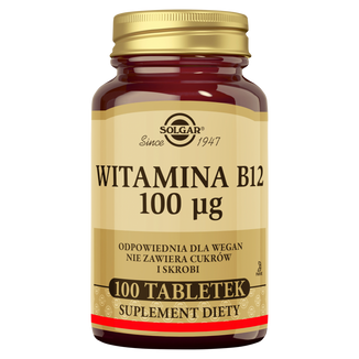 Solgar Witamina B12 100 µg, 100 tabletek Solgar Witamina B12 100 µg, 100 tabletek - zdjęcie produktu