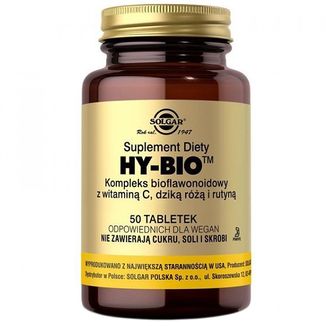 Solgar Hy-Bio, kompleks bioflawonoidowy z witaminą C, dziką różą i rutyną, 50 tabletek - zdjęcie produktu