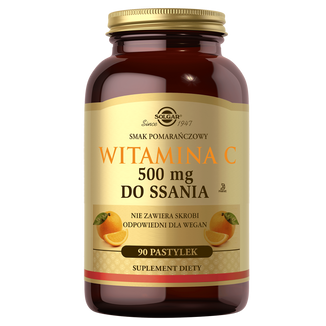 Solgar Witamina C 500 mg, smak pomarańczowy, 90 pastylek do ssania KRÓTKA DATA - zdjęcie produktu