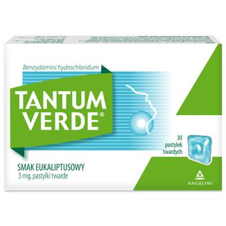 Tantum Verde 3 mg, smak eukaliptusowy, 30 pastylek twardych - zdjęcie produktu