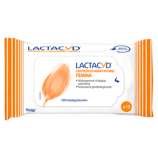 Lactacyd Femina, chusteczki do higieny intymnej, 15 sztuk - zdjęcie produktu