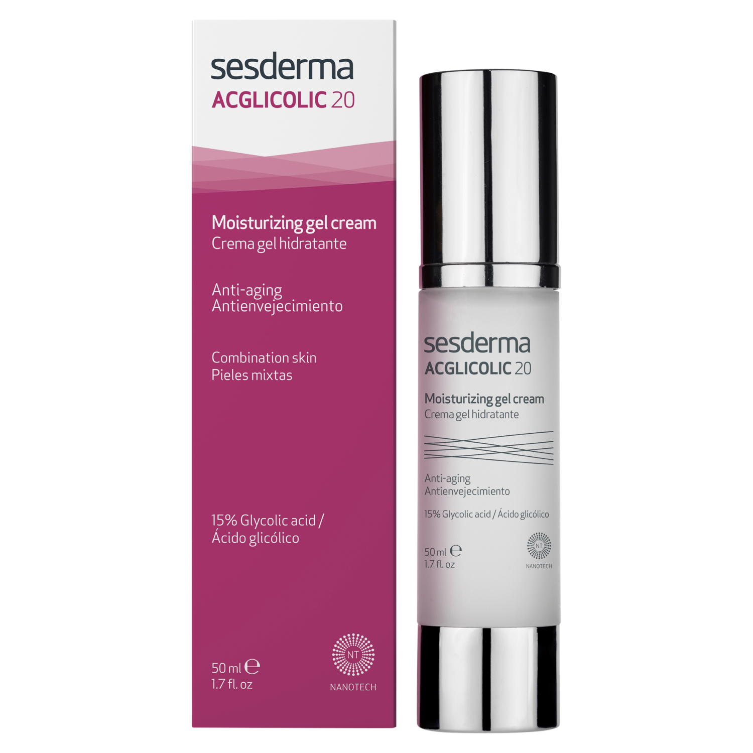 Nieznana Sesderma Acglicolic Classic Forte, nawilżający krem-żel do twarzy, 50 ml