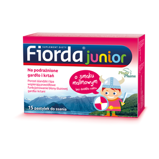 Fiorda Junior, smak malinowy, 15 pastylek do ssania - zdjęcie produktu