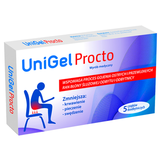UniGel Procto, czopki doodbytnicze, 5 sztuk USZKODZONE OPAKOWANIE - zdjęcie produktu