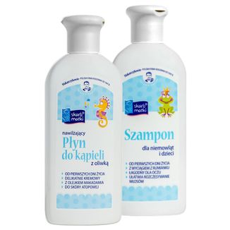 Skarb Matki, płyn do kąpieli z oliwką dla dzieci i niemowląt od 1 dnia życia, 250 ml + szampon, 250 ml USZKODZONE OPAKOWANIE - zdjęcie produktu