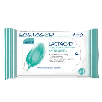 Lactacyd Antybacterial, chusteczki do higieny intymnej, 15 sztuk - zdjęcie produktu