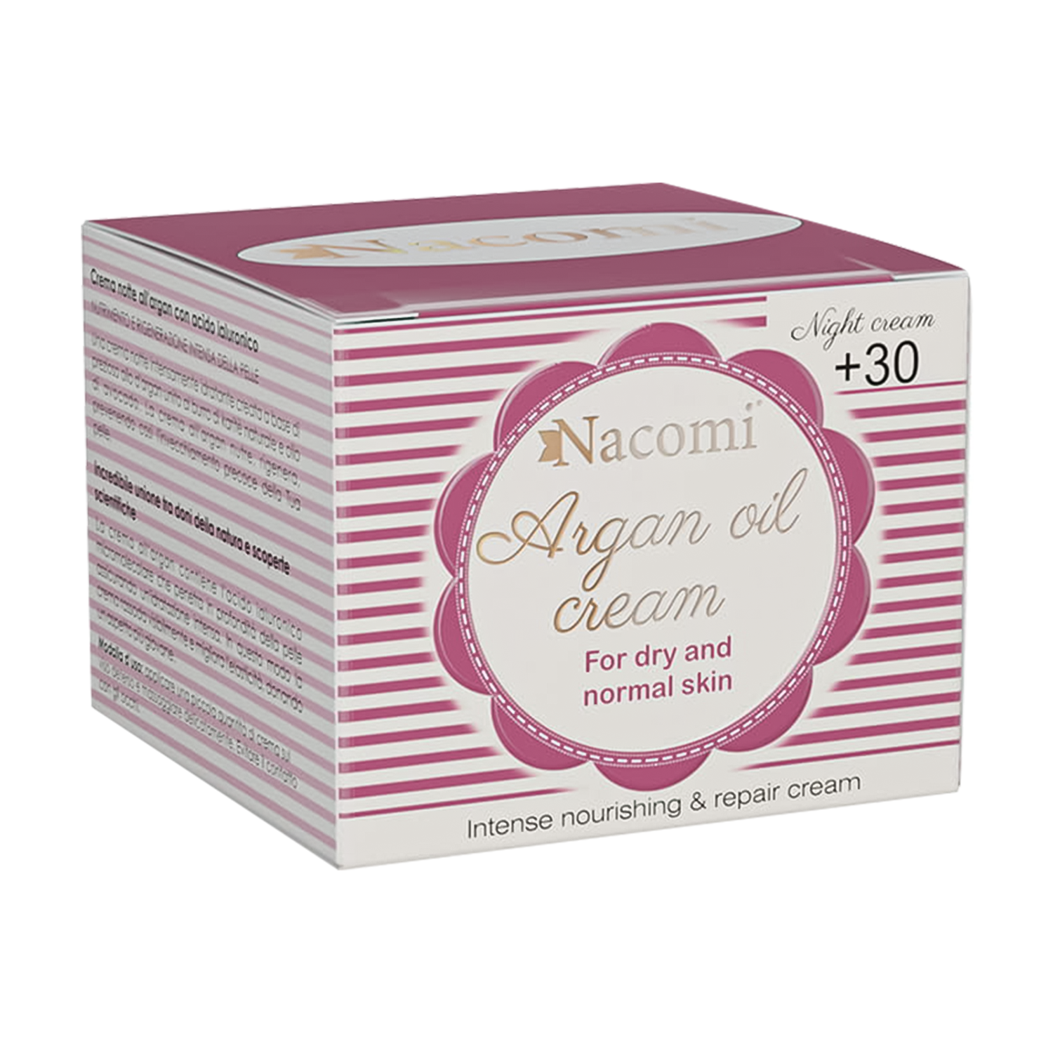 Nieznana Nacomi, krem arganowy do twarzy z kwasem hialuronowym 30+, na noc, 50 ml