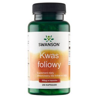 Swanson Folic Acid, kwas foliowy 800 μg, 250 kapsułek - zdjęcie produktu