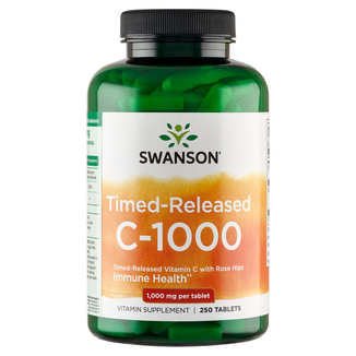 Swanson Timed-Released C-1000 with Rose Hips, witamina C 1000 mg z dziką różą, 250 tabletek o przedłużonym uwalnianiu KRÓTKA DATA - zdjęcie produktu