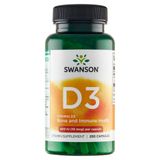 Swanson D3, witamina D 400 IU, 250 kapsułek - miniaturka zdjęcia produktu