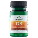 Swanson D3, witamina D 1000 IU, 60 kapsułek - miniaturka zdjęcia produktu