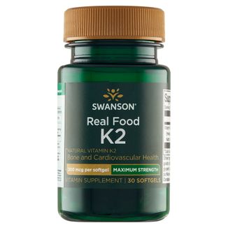 Swanson Real Food K-2, witamina K 200 µg, 30 kapsułek żelowych - zdjęcie produktu