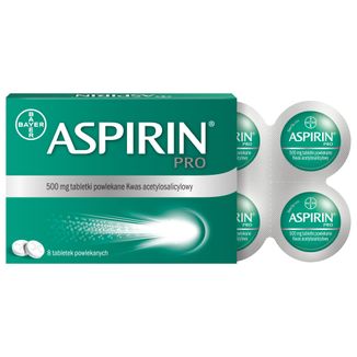 Aspirin Pro 500 mg, 8 tabletek powlekanych - zdjęcie produktu