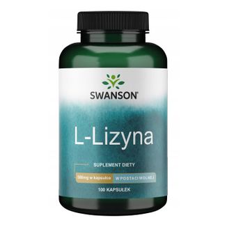 Swanson L-Lysine, L-lizyna 500 mg, 100 kapsułek - zdjęcie produktu