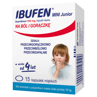 Ibufen Mini Junior 100 mg, dla dzieci od 4 lat, 15 kapsułek miękkich - zdjęcie produktu