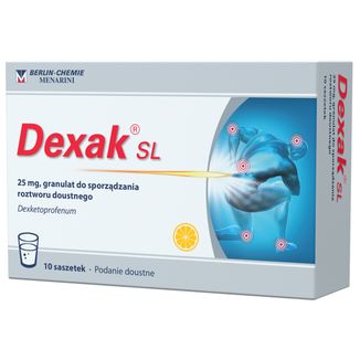 Dexak SL 25 mg, granulat do sporządzania roztworu doustnego, 10 saszetek USZKODZONE OPAKOWANIE - zdjęcie produktu