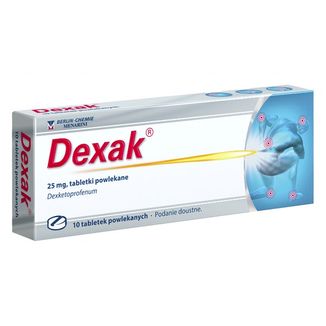 Dexak 25 mg, 10 tabletek powlekanych USZKODZONE OPAKOWANIE Dexak 25 mg, 10 tabletek powlekanych USZKODZONE OPAKOWANIE - zdjęcie produktu
